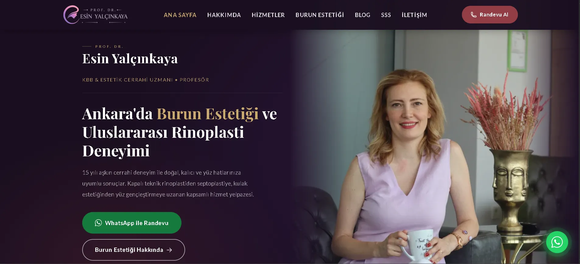 esinyalcinkaya.com ana sayfa görünümü